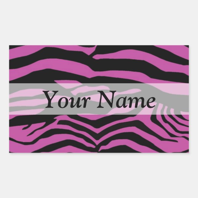 Purple zebra print pattern rectangular sticker (Front)