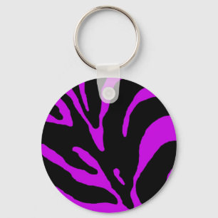 Purple Zebra Stripe Animal Print Key Ring