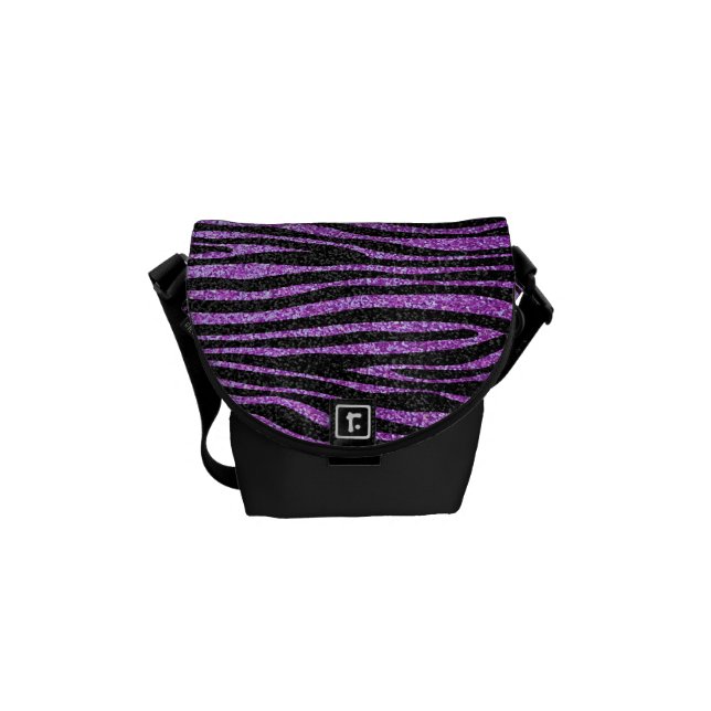 Purple Zebra stripe pattern (faux glitter bling) Courier Bag (Front)
