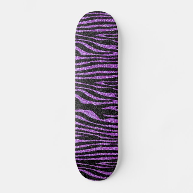 Purple Zebra stripe pattern (faux glitter bling) Skateboard (Front)