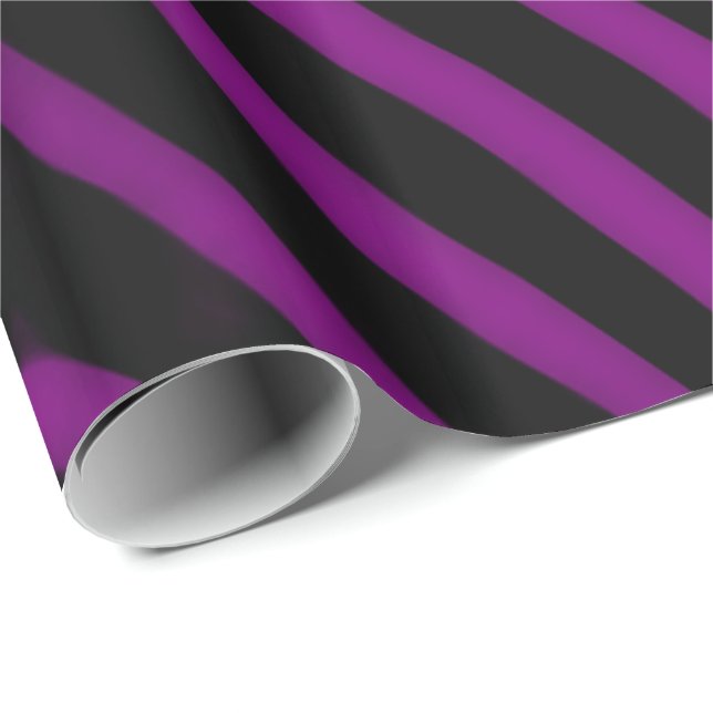 Purple Zebra Stripes All Occasions Wrapping Paper (Roll Corner)