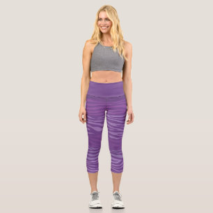 Purple Zebra Stripes Capri Leggings