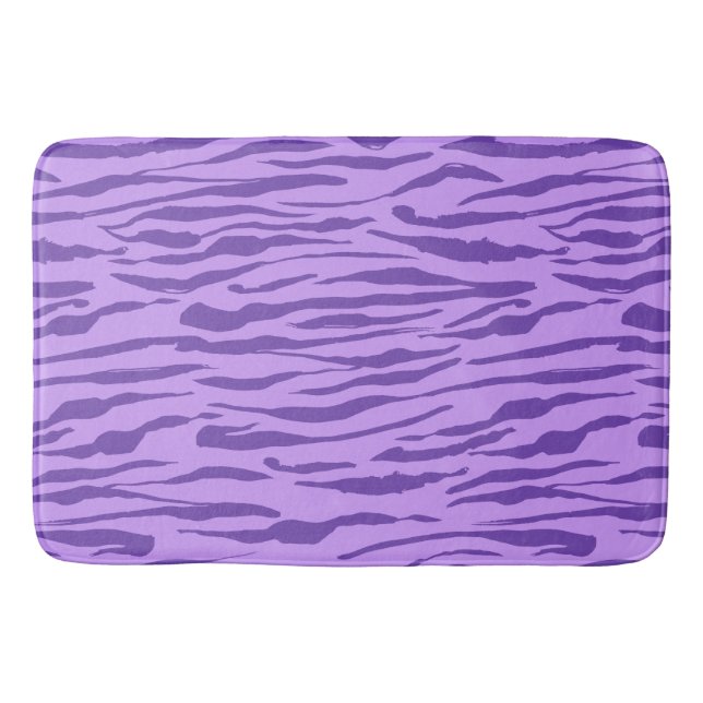 Purple Zebra Stripes Pattern Bath Mat (Front)