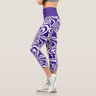 Purple Zebra Stripes Womens Capris Leggings