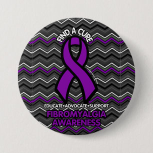 Purple Zig Zag...Fibro 7.5 Cm Round Badge