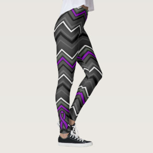 Purple Zig Zag with Ribbon...Fibro Leggings