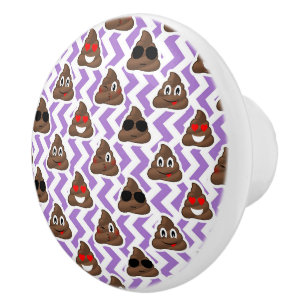 Purple Zig Zagged Poop Emoji Pattern Ceramic Knob