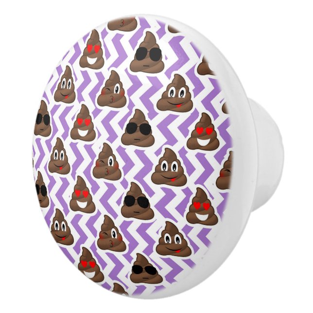 Purple Zig Zagged Poop Emoji Pattern Ceramic Knob (Right)