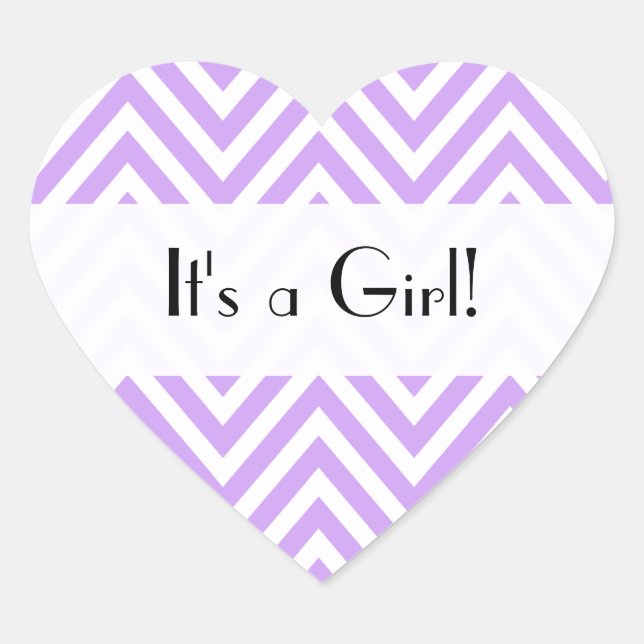 Purple Zigzag, Purple Chevron, Baby Shower Heart Sticker (Front)