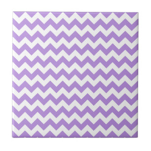 Purple Zigzag, Purple Chevron, Geometric Pattern Ceramic Tile