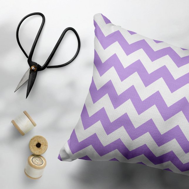 Purple Zigzag, Purple Chevron, Geometric Pattern Decorative Cushion (Creator Uploaded)