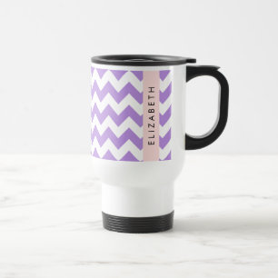 Purple Zigzag, Purple Chevron, Your Name Travel Mug