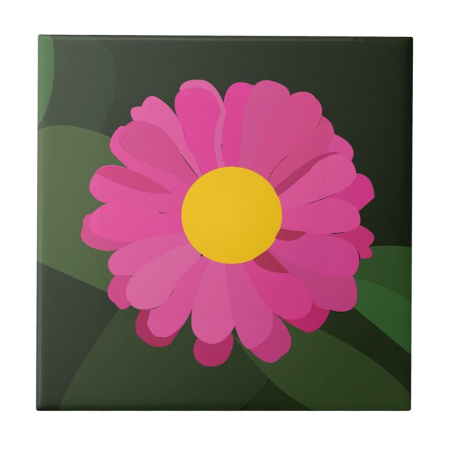 Purple Zinnia Flower Floral Ceramic Tile (Front)
