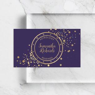 Purple Zodiac Astrology Gold Stars Business Card