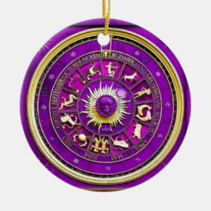 PURPLE ZODIAC SIGN CERAMIC ORNAMENT