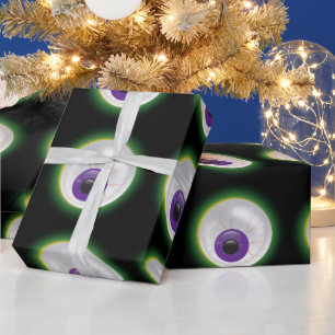 Purple Zombie Monster Eyeball Halloween Birthday Wrapping Paper