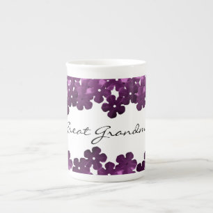 Purpleb Flowered Great Grandma's Bone China Mug