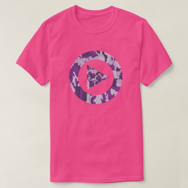 PurpleBerry Camo Pattern Press Play T-Shirt (Design Front)