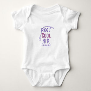 Purpled Playful fishing Baby Bodysuit