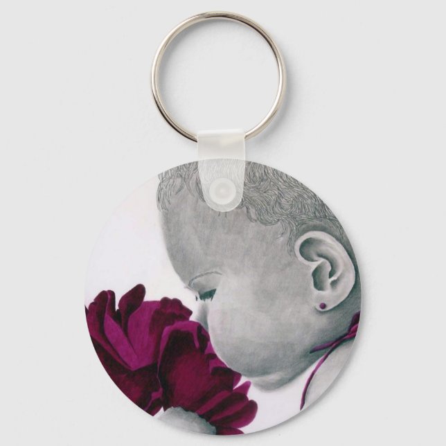 PurpleGirl1_flower Key Ring (Front)