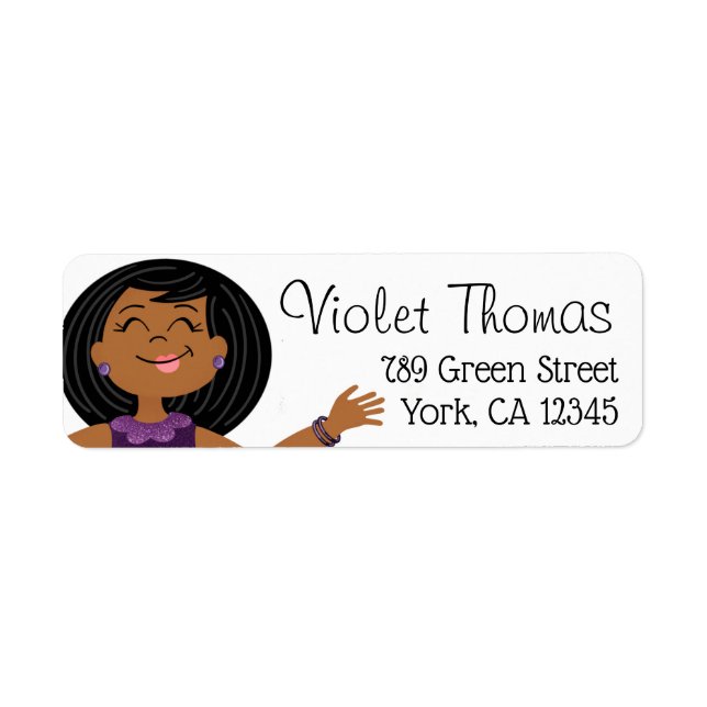 PurpleGlitzy Party Girl Return Address Label (Front)