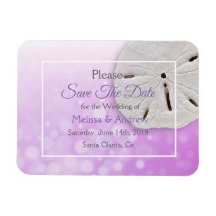 Purplel Sand Dollar Wedding Save the Date Magnet