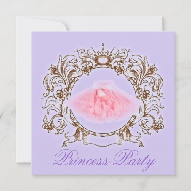 PurplePink Tutu Princess Birthday Party invitation (Front)