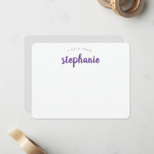 PurplePlayful Script Personalised Flat Card