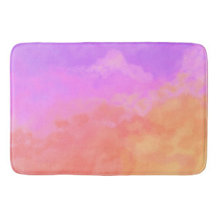 Purples and Oranges Abstract Clouds Bath Mat
