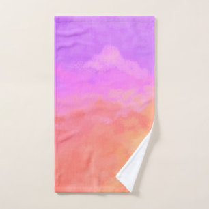 Purples and Oranges Abstract Clouds Bath Towel Set