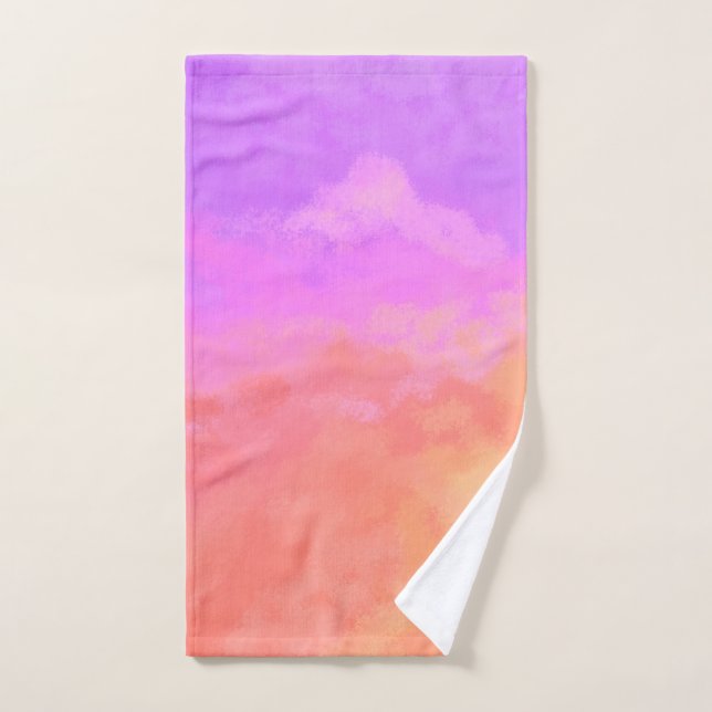 Purples and Oranges Abstract Clouds Bath Towel Set (Hand Towel)