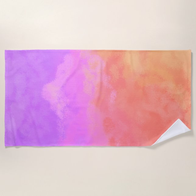 Purples and Oranges Abstract Clouds Beach Towel (Front)