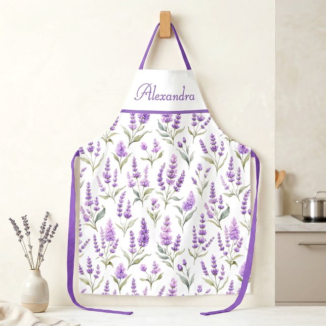 PurpleSage Green Lavender Custom Name Apron (Creator Uploaded)