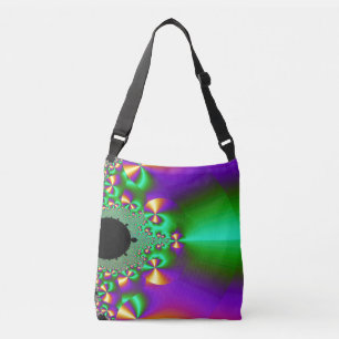 Purplish and Green Fractal Crossbody Bag
