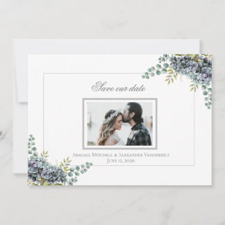 Purplish Hydrangeas Eucalyptus Photo Save The Date