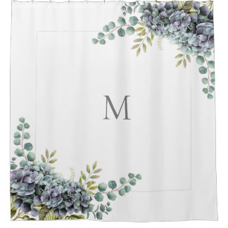Purplish Hydrangeas Eucalyptus Shower Curtain