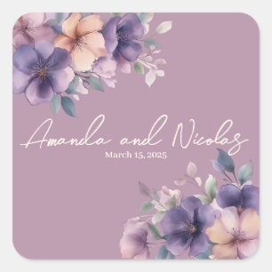 Purply pink flower wedding sticker