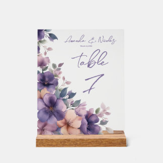 Purply pink flowers on Acrylic Table Sign
