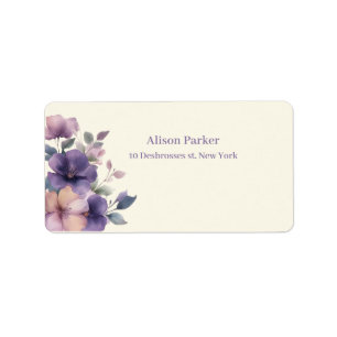 Purply pink flowers on Wedding Address Label