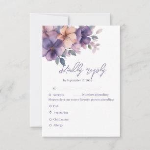 Purply, pink flowers Wedding Responce Card