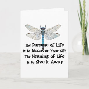 Purpose of life quote talent mission dragonfly bug card