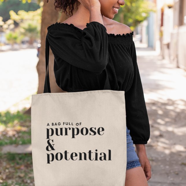 Purpose & Potential Empowering Inspirational Cool Tote Bag (Shop now and carry your aspirations with pride!)