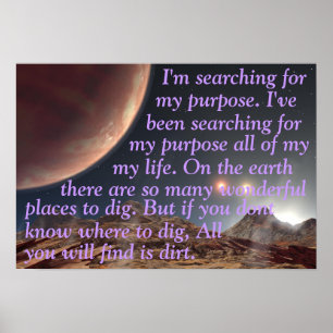 Purposeful quote over triple sunset illustration poster