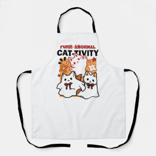Purr-anormal Cat-tivity Cute Halloween Cat Design Apron