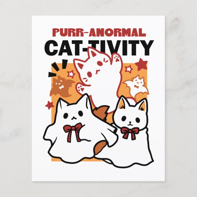 Purr-anormal Cat-tivity Cute Halloween Cat Design Flyer (Front)