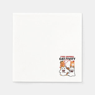 Purr-anormal Cat-tivity Cute Halloween Cat Design Napkin