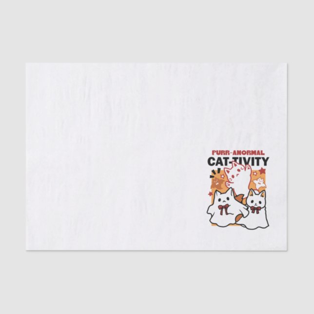 Purr-anormal Cat-tivity Cute Halloween Cat Design Tissue Paper (Front)