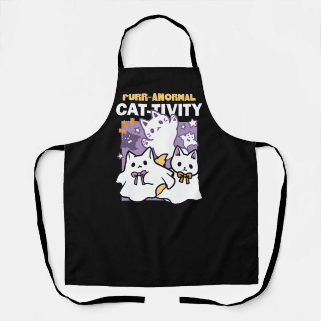 Purr-anormal Cat-tivity - Halloween Cat Design Apron (Front)