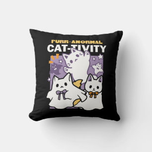 Purr-anormal Cat-tivity - Halloween Cat Design Cushion