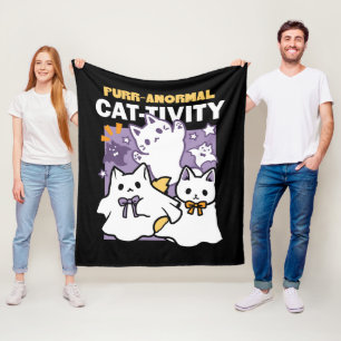 Purr-anormal Cat-tivity - Halloween Cat Design Fleece Blanket